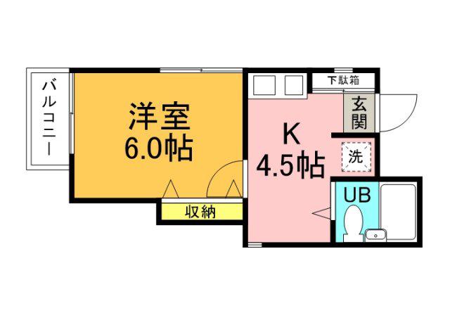 山根ビル柳ヶ丘(1K/2階)の間取り写真