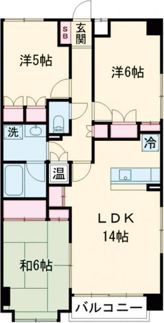 厚木・コアラマンション(3LDK/2階)の間取り写真