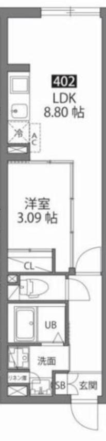 ルネコート大鳥居(1LDK/4階)の間取り写真