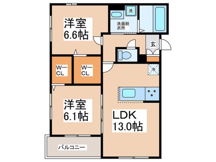 ウィング北(2LDK/2階)の間取り写真
