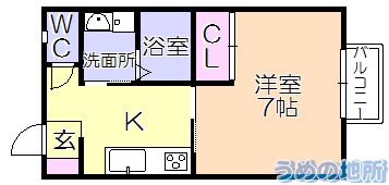 ロワールハイツII(1K/2階)の間取り写真