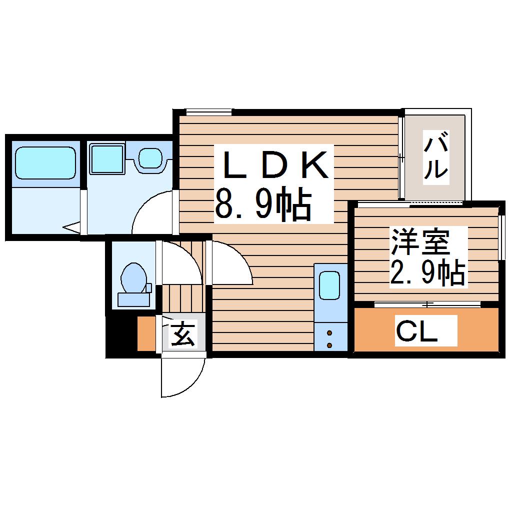 REGALEST ノース宮城野原(1LDK/1階)の間取り写真