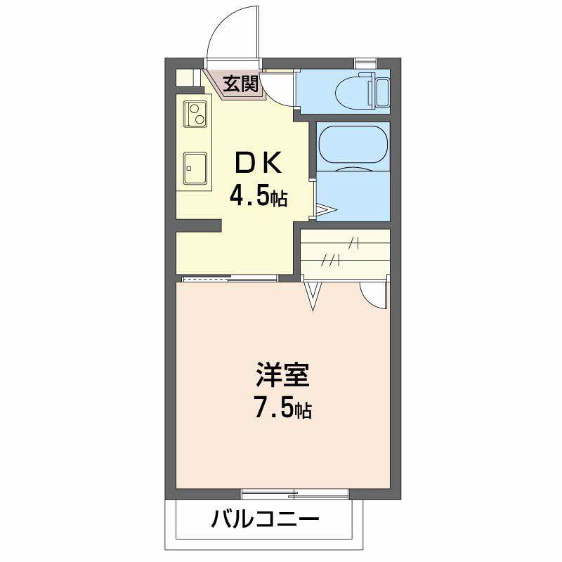 フレグランスしん(1DK/1階)の間取り写真