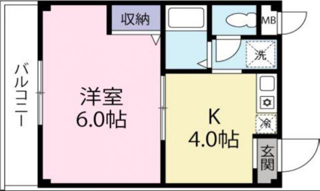 三喜ハイツ(1K/3階)の間取り写真