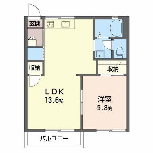 善ビレッジC(1LDK/1階)の間取り写真