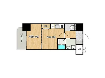 ふぁみゆ巽東(1DK/3階)の間取り写真