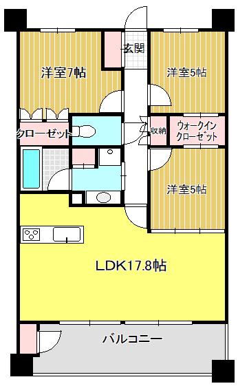 ロイヤルクレスト天白土原(3LDK/3階)の間取り写真