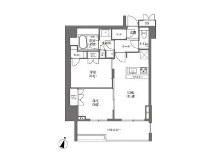 浜町アパートメンツ(2LDK/13階)の間取り写真