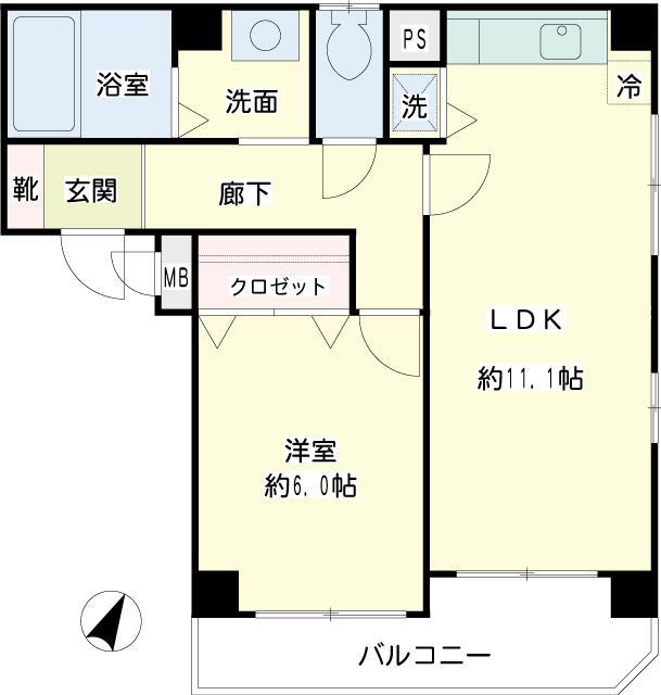プラティーク鶴見中央(1LDK/1階)の間取り写真