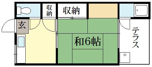 西野荘(1K/1階)の間取り写真