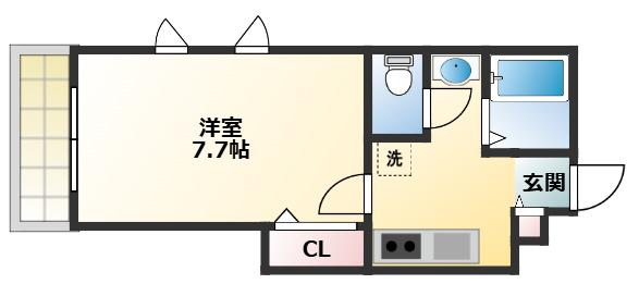 ドミールけやき(1DK/2階)の間取り写真
