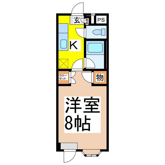 ウエスト-VALLEY(1K/1階)の間取り写真