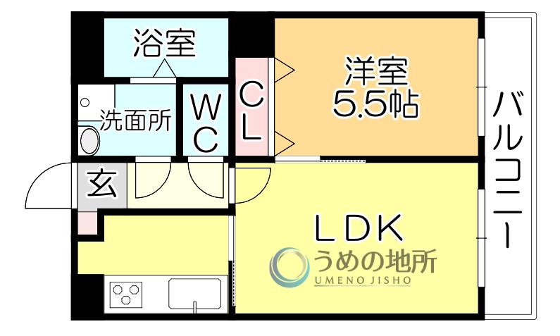 アーニスト新合川(1LDK/4階)の間取り写真