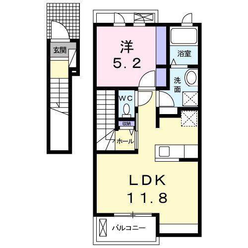 プライム吉良B(1LDK/2階)の間取り写真