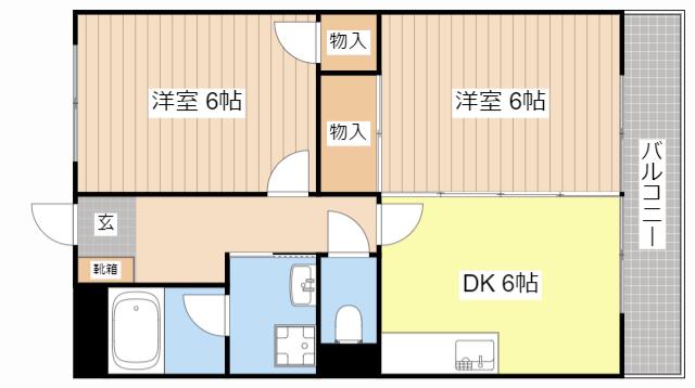 アルテール(2DK/2階)の間取り写真
