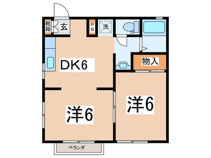 パルティール松風(2DK/2階)の間取り写真