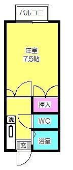 ファーストインビブレD(1K/1階)の間取り写真