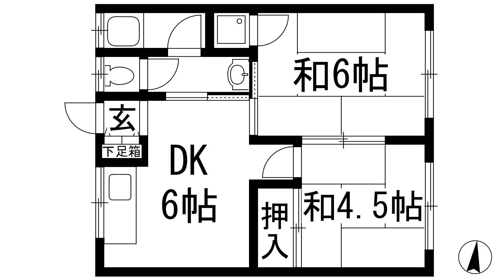 瑞ヶ池久保ハイツ(2DK/2階)の間取り写真
