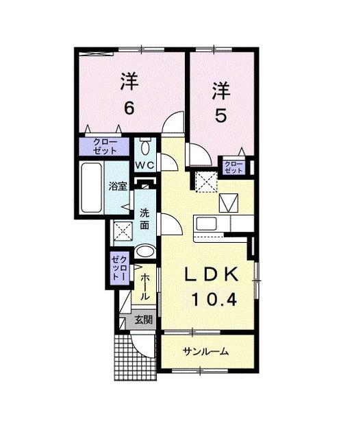 グランディール願成寺A(2LDK/1階)の間取り写真