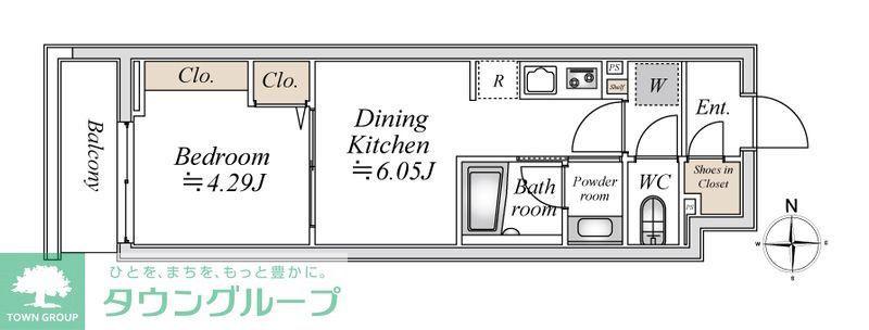 プライムガーデン赤塚(1DK/5階)の間取り写真