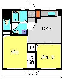 フローラKIKU D棟(2DK/3階)の間取り写真