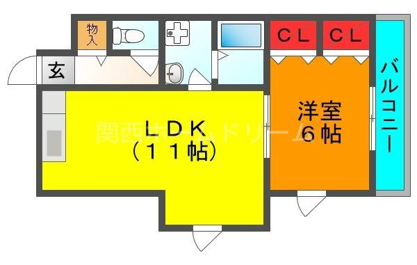 福住マンション(1LDK/4階)の間取り写真