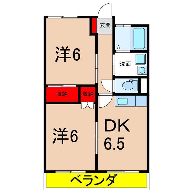 白山ハイツ(2DK/2階)の間取り写真