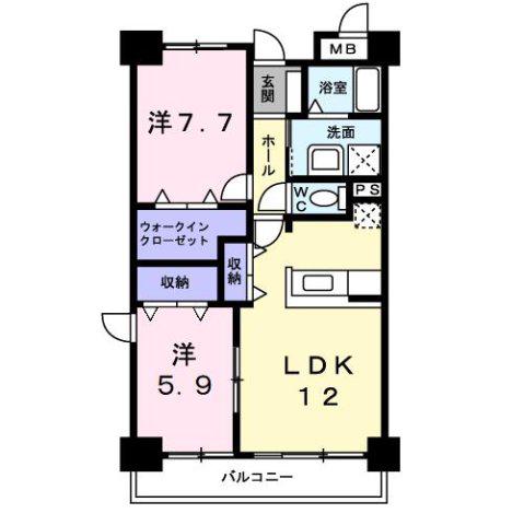 小牧ガーデンスクエア(2LDK/3階)の間取り写真