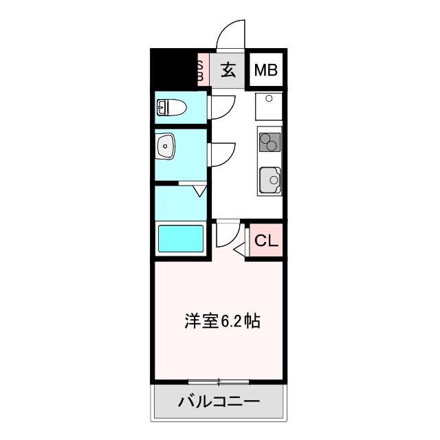 グランパシフィック長橋(1K/9階)の間取り写真