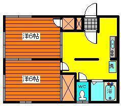 タウニィ手形(2DK/1階)の間取り写真