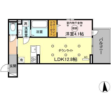 アルカンジュ東合川(1LDK/2階)の間取り写真