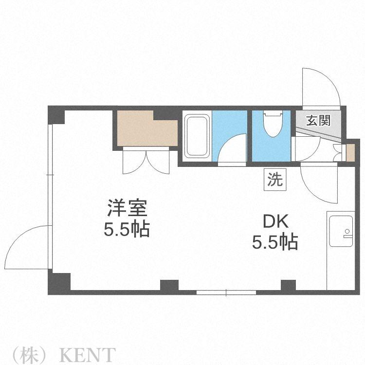 メゾンドボワール円山(1DK/4階)の間取り写真