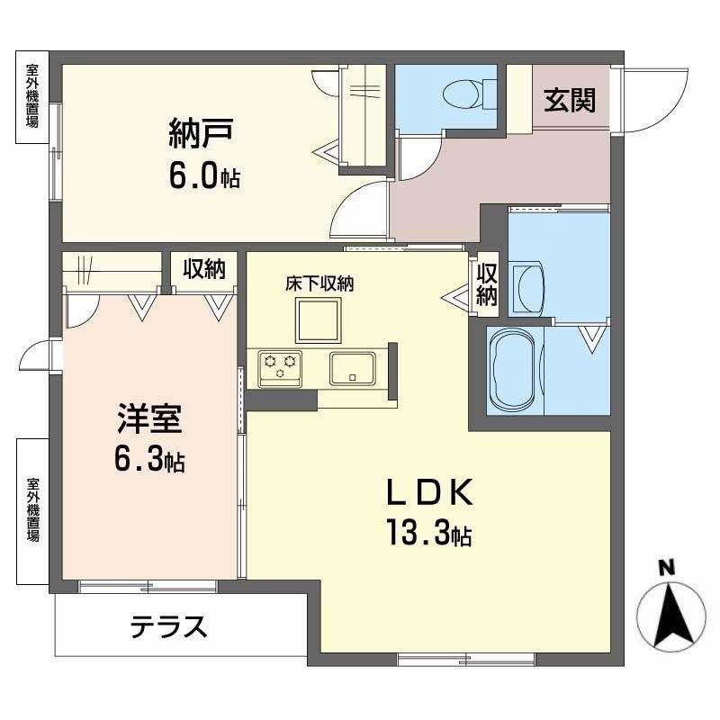 ヌ-ベル上之島A(1SLDK/1階)の間取り写真