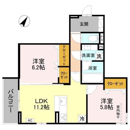 カーサ・ブレッツァ豊里(2LDK/3階)の間取り写真