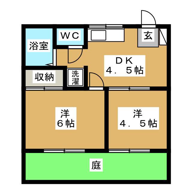 ハイツ井出(2DK/1階)の間取り写真