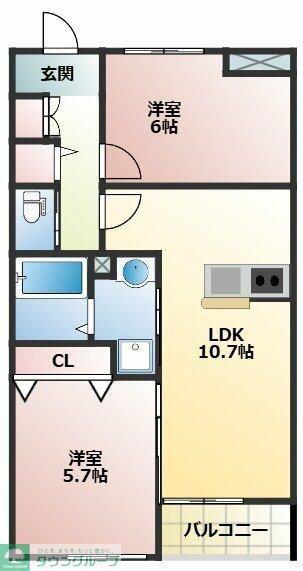 コンフォルト(2LDK/1階)の間取り写真