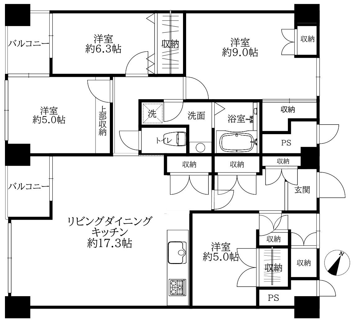 ネオハイツ千駄木(4LDK/7階)の間取り写真