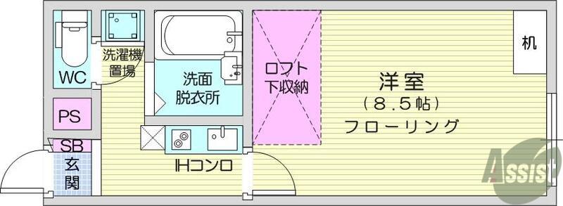 メゾンエスポワール希望(1K/1階)の間取り写真