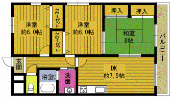 第2クレスト河野ビル(3DK/5階)の間取り写真