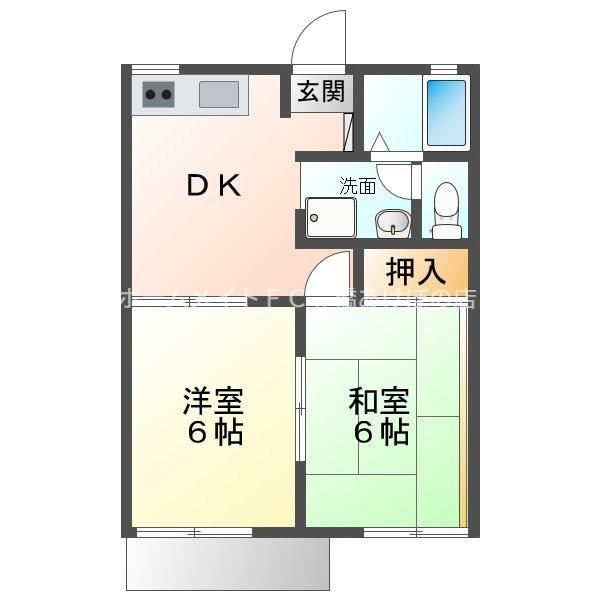 サンコーポ柱東山 B(2DK/1階)の間取り写真