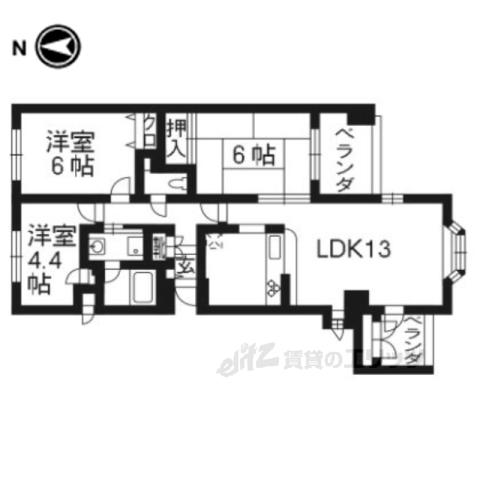 ティアラ大津(3LDK/3階)の間取り写真