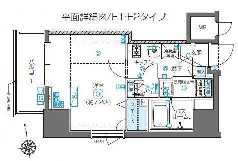 ZOOM東新宿(1K/12階)の間取り写真