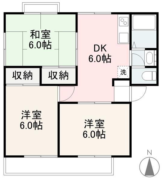 ロイヤルクレインハイツ(3DK/2階)の間取り写真