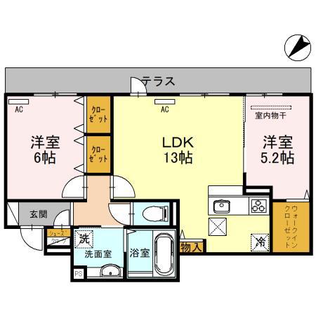 E-STAGE(2LDK/1階)の間取り写真