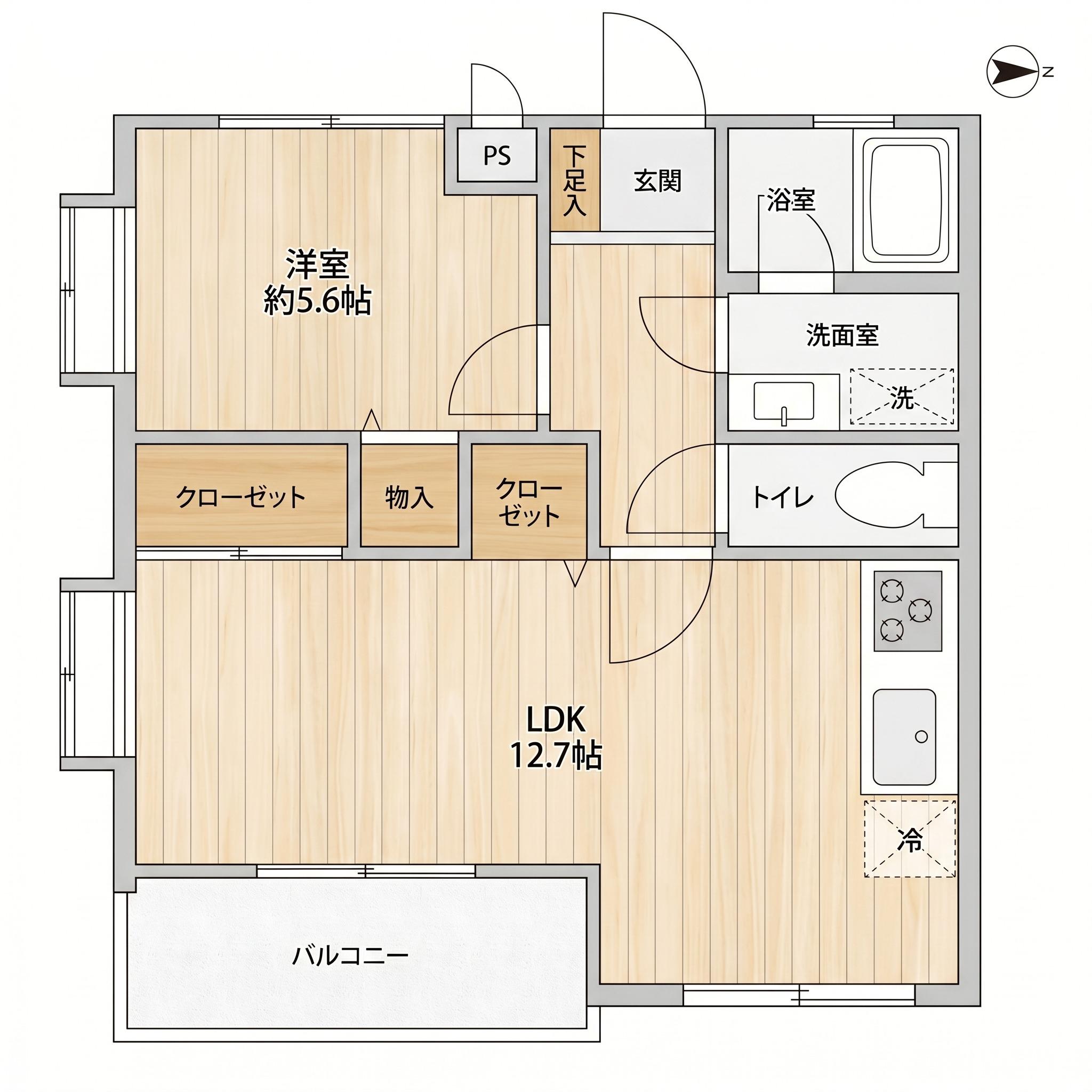 グランコート武蔵小杉(1LDK/1階)の間取り写真