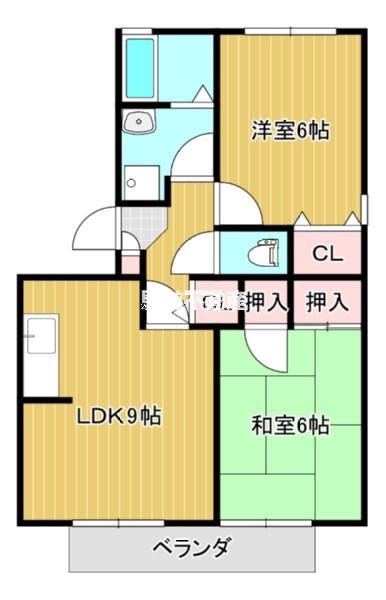 ハイカムール山本(2LDK/1階)の間取り写真
