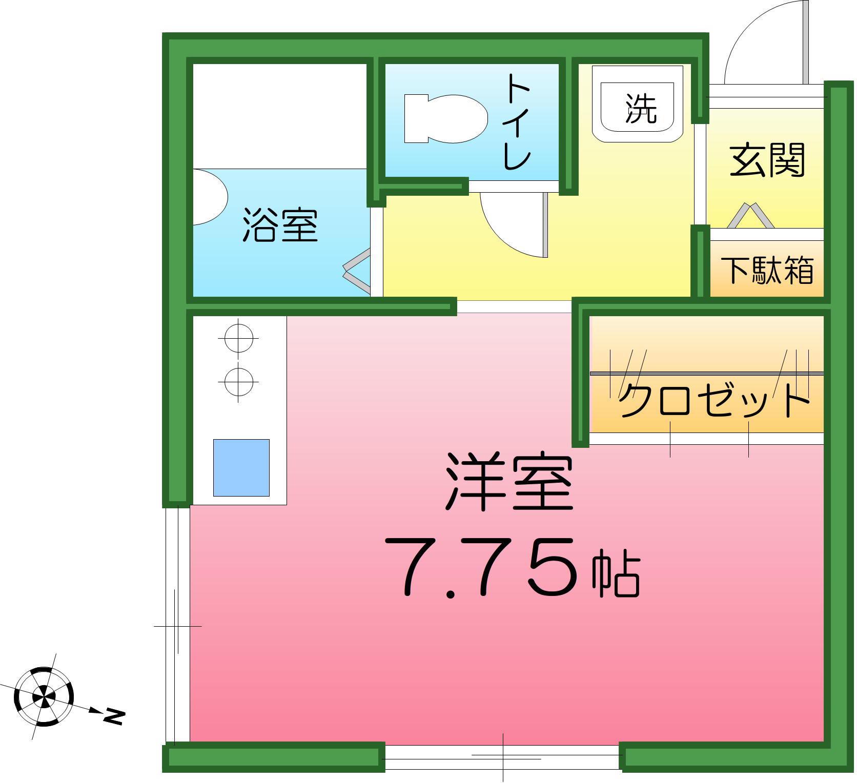 ハイツLI(ワンルーム/1階)の間取り写真