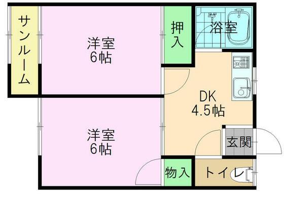 ホワイトハイツ(2DK/2階)の間取り写真