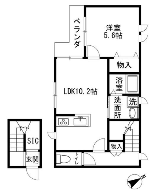 ホワイトメゾン16(1LDK/1階)の間取り写真