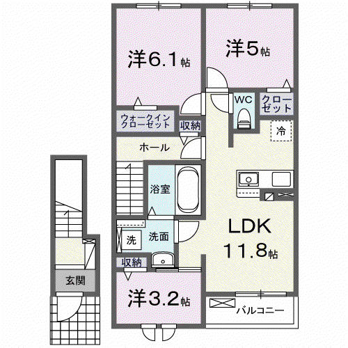 サンリットシャイニング(3LDK/2階)の間取り写真